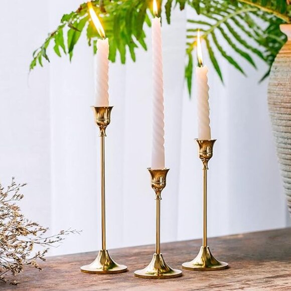 Candlestick Holders Taper Candle Holders, Set of 3 Candle Stick Holders Set - Picture 1 of 9